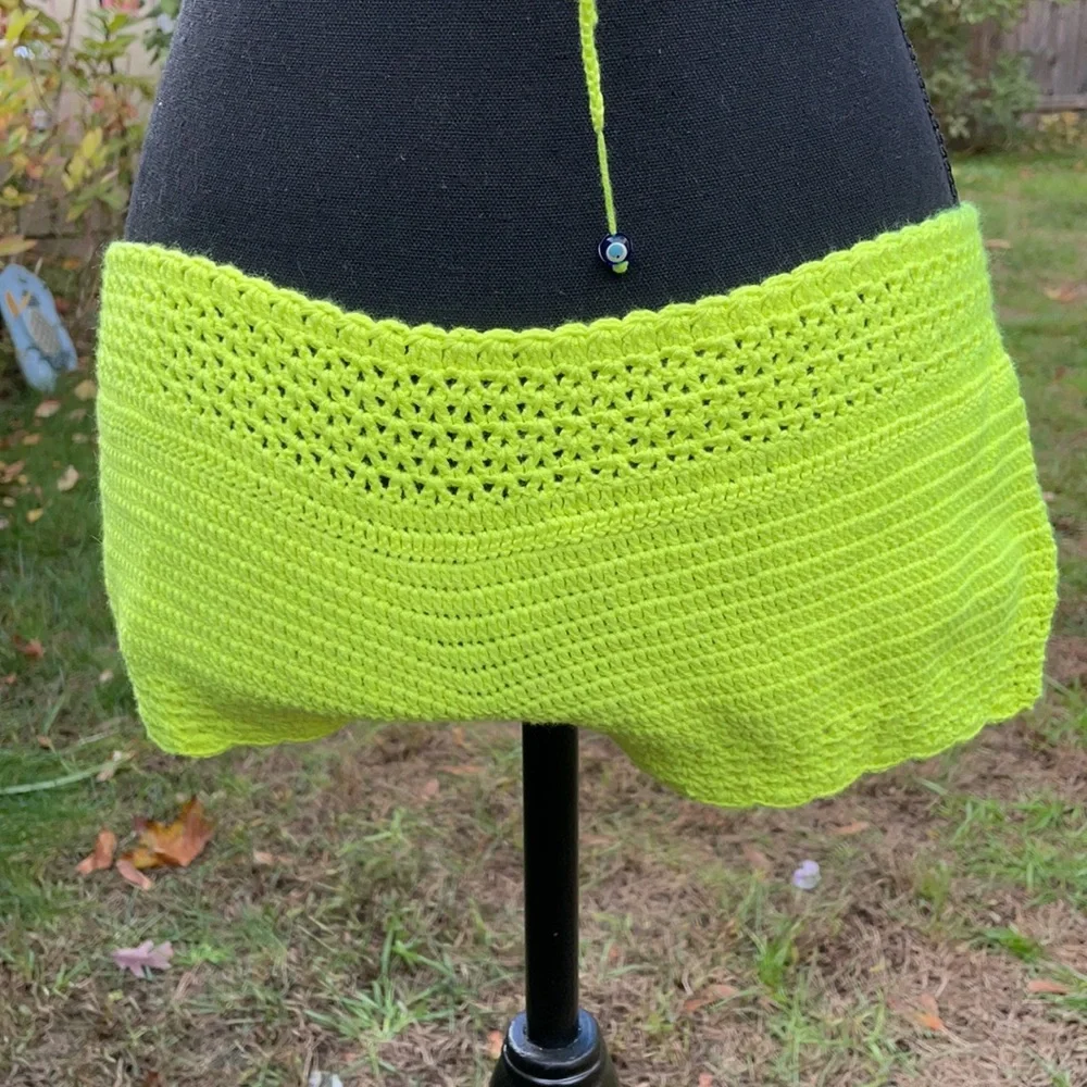 Neon Yellow Handmade Crochet Bikini Set – 100% Cotton – Adjustable S-M-L